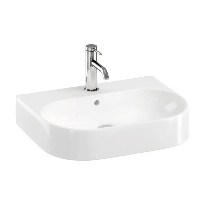 Britton Trim Basin 500mm 1 Tap Hole Gloss White detail view - Image 3