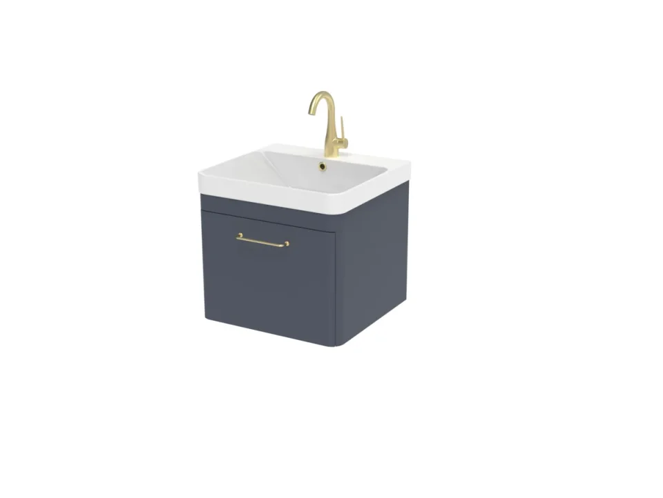 Saneux Hyde 50cm 1 Drawer Wall Mounted Unit - Matte Anthracite detail view - Image 2