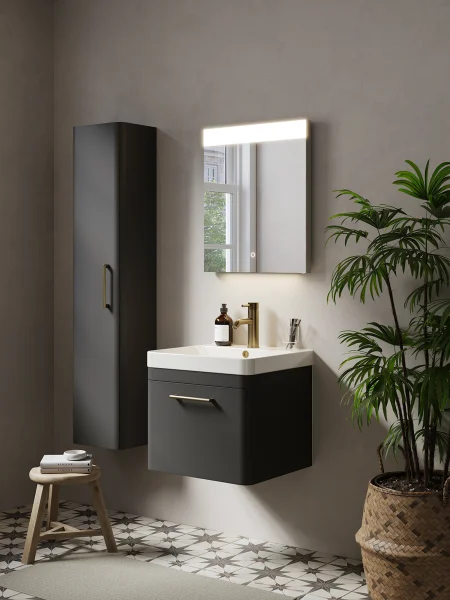 Saneux Hyde 50cm 1 Drawer Wall Mounted Unit - Matte Anthracite