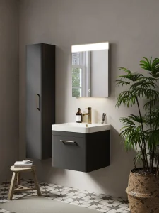Saneux Hyde 50cm 1 Drawer Wall Mounted Unit - Matte Anthracite