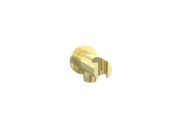 Saneux Cos Round Shower Outlet Elbow & Holder - Brushed Brass