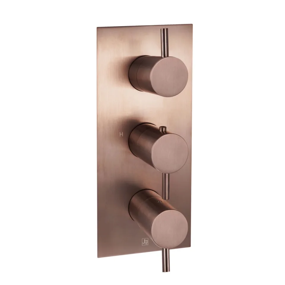 Just Taps Vos 3 Outlet Thermostatic Concealed Valve Vertical Brushed Bronze product image - Image 1