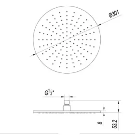 Crosswater 3ONE6 Shower Head 300 x 8mm Stainless detail view - Image 4