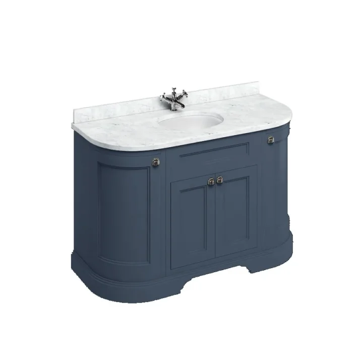 Burlington 134 Curved Vanity Unit With Doors Blue detail view - Image 4