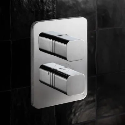 Crosswater Crossbox Atoll / Glide II 1 Outlet Trim & Levers Chrome detail view - Image 2