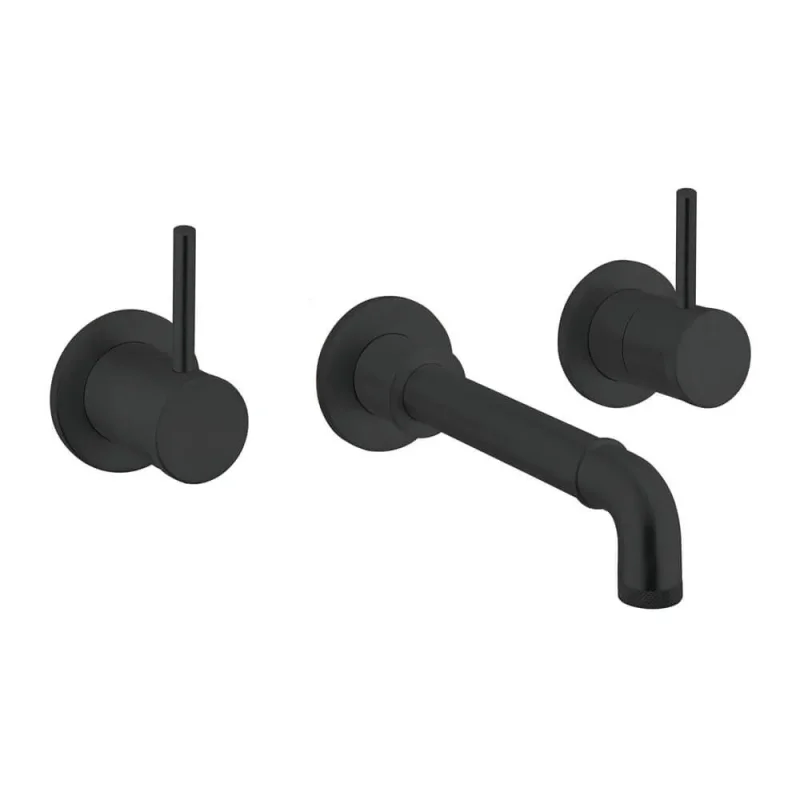 Crosswater MPRO Industrial 3 Hole Basin Set Carbon Black detail view - Image 2