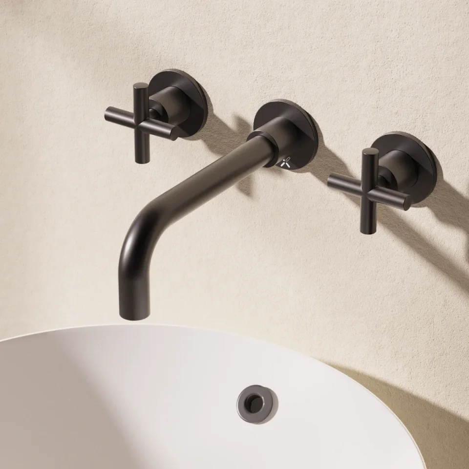 Crosswater MPRO Crosshead Basin 3 Hole Set Matt Black detail view - Image 6