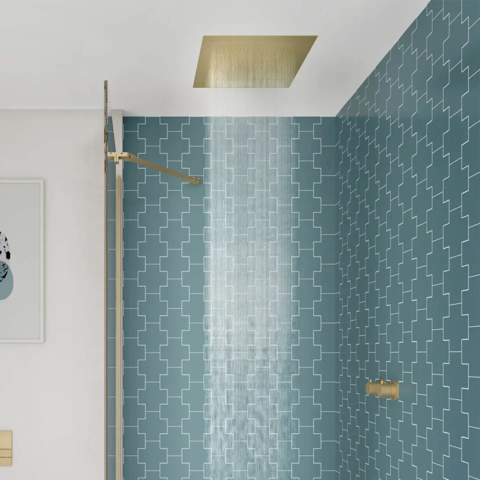 Crosswater Tranquil Recessed Shower Head Dual Flow 380mm Brushed Brass detail view - Image 3