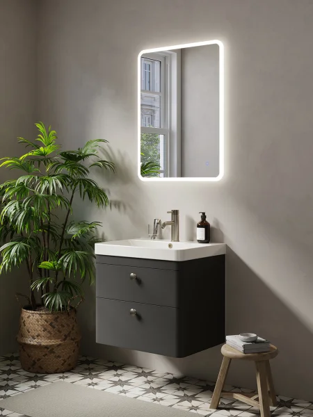 Saneux Hyde 60cm 2 Drawer Wall Mounted Unit - Matte Anthracite