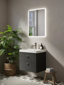 Saneux Hyde 60cm 2 Drawer Wall Mounted Unit - Matte Anthracite