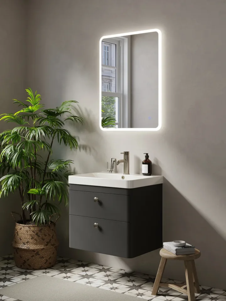 Saneux Hyde 60cm 2 Drawer Wall Mounted Unit - Matte Anthracite product image - Image 1