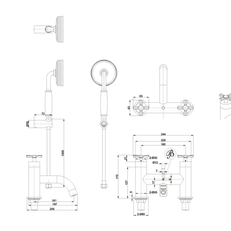 Burlington Riviera Bath Shower Mixer Chrome detail view - Image 2