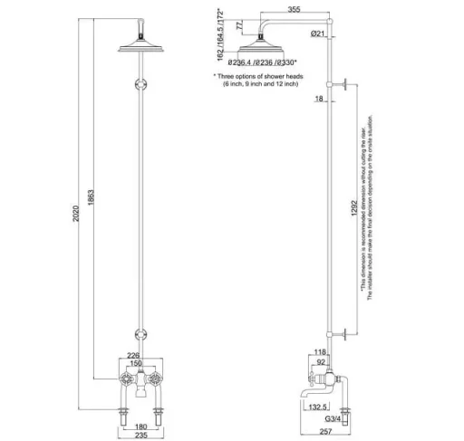 Burlington Tay Thermo Bath Shwer Mixer Deck Mount Chrome detail view - Image 2