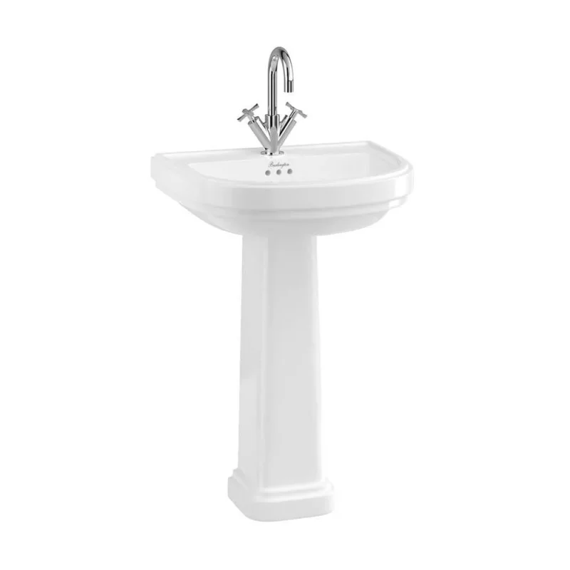 Burlington Riviera 58cm D Shape Basin 1th White detail view - Image 2