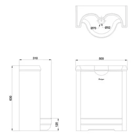 Burlington Whitcomb Urinal With Bracket detail view - Image 3