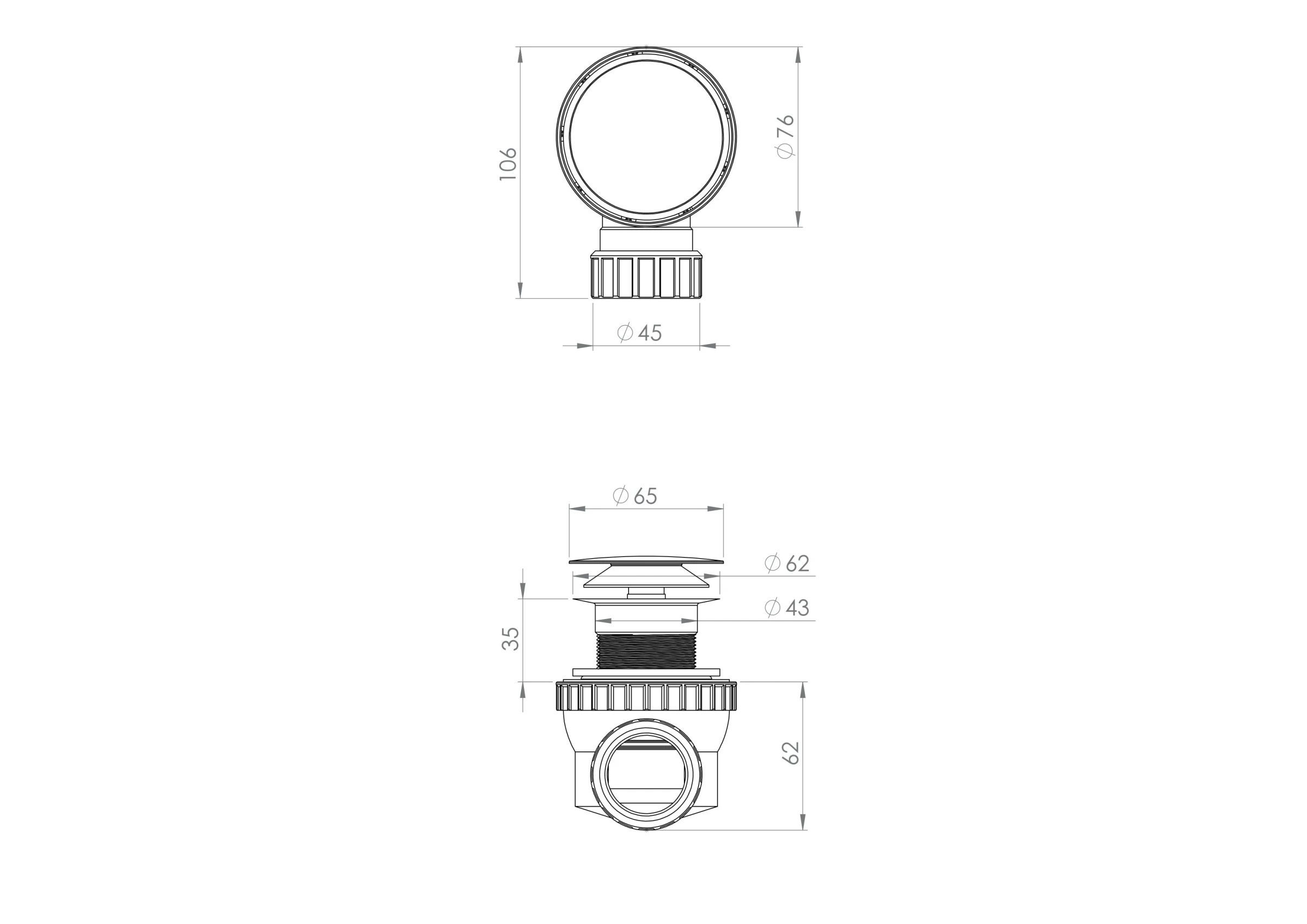 Saneux Super Low Profile Unslotted Waste & Trap