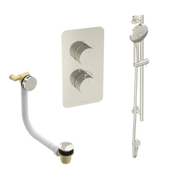 Saneux Cos Round Shower Slider Rail - Brushed Nickel