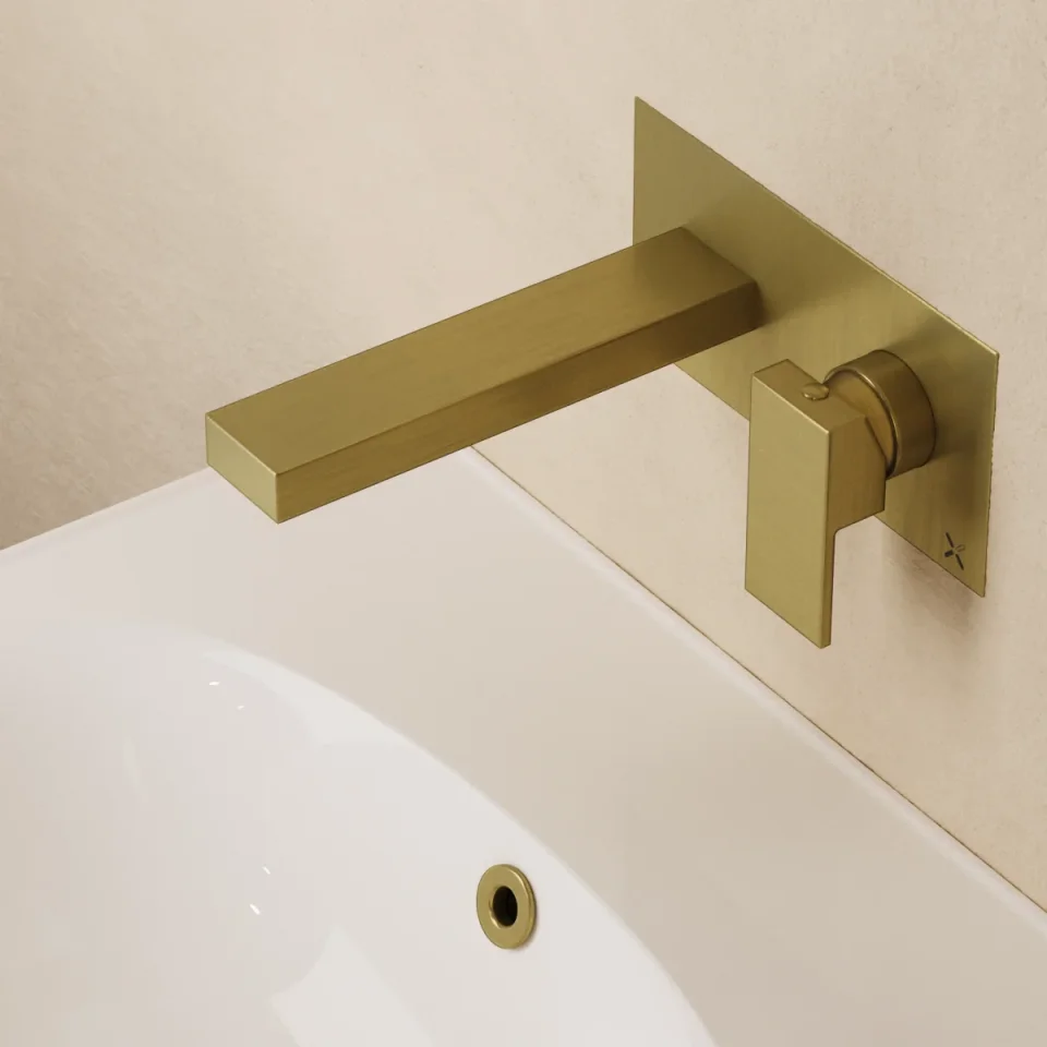 Crosswater Verge Wall Mounted 2 Hole Set Brushed Brass detail view - Image 4