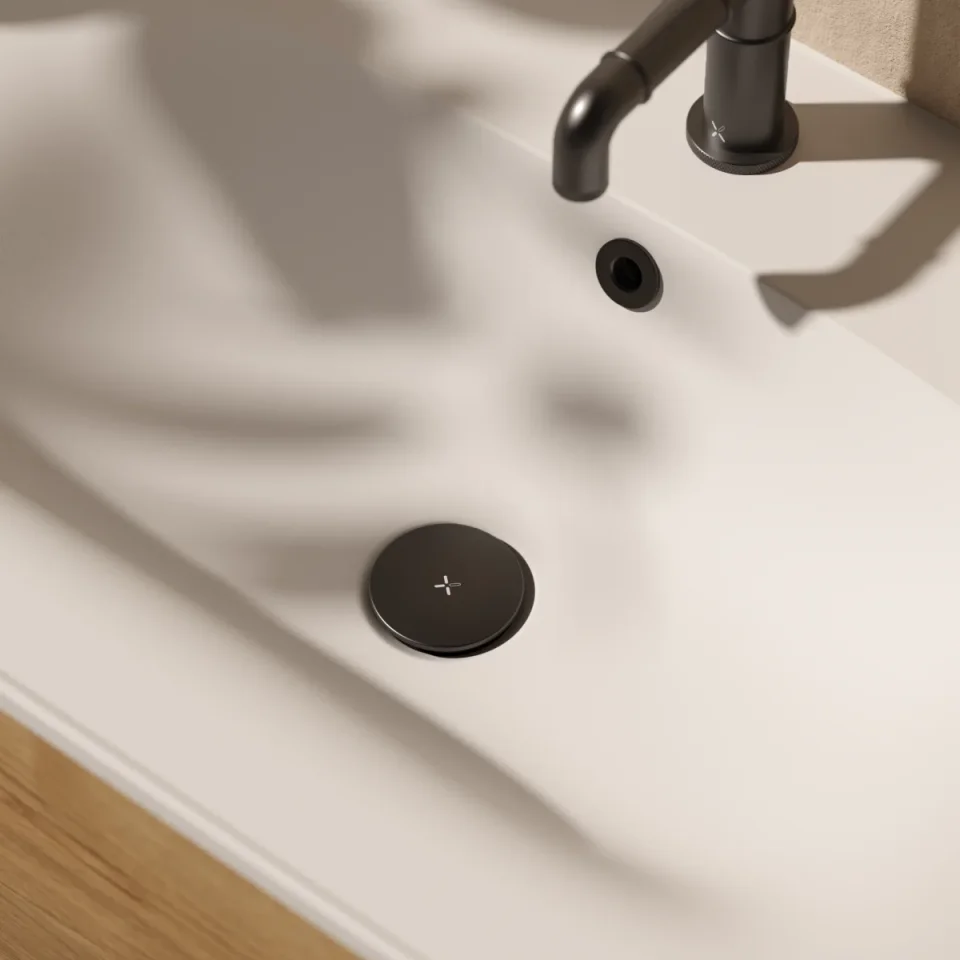 Crosswater MPRO Industrial Universal Basin Click Clack Waste Carbon Black detail view - Image 4