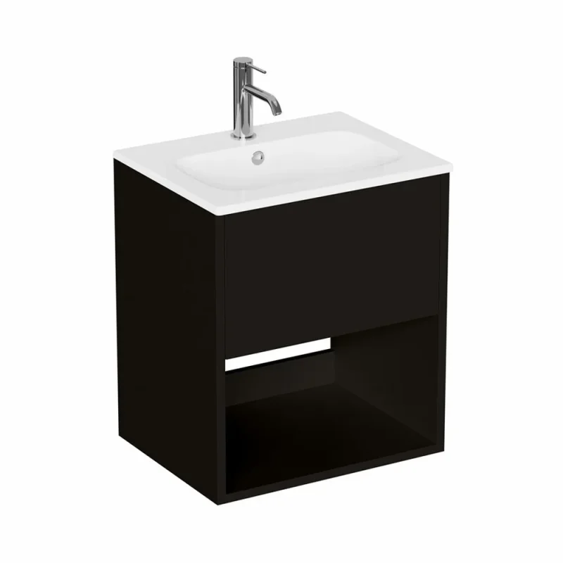 Britton Hackney Basin Unit 500mm Black Matt detail view - Image 3