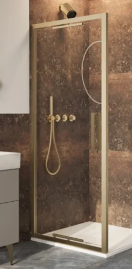 Crosswater Asura 8mm Infold Door 800 Brushed Brass detail view - Image 3