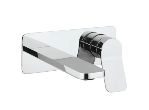 Crosswater Glide II Basin Set Single Plate Wall Mounted Chrome detail view - Image 2