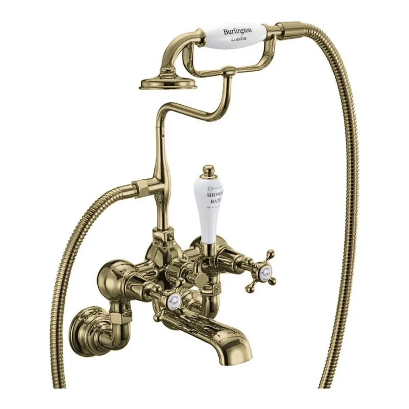 Burlington Claremont Qt Wall Bath Mixer Gold detail view - Image 2