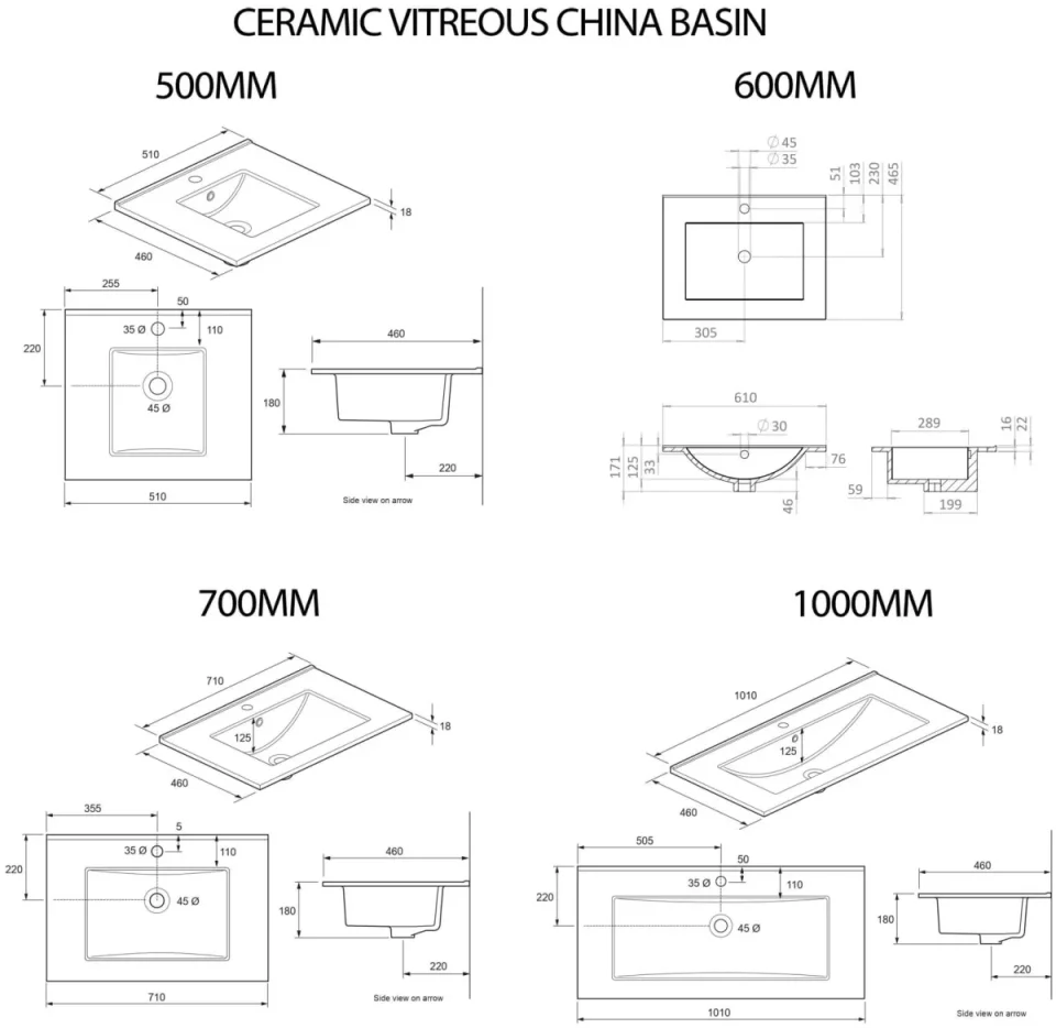 Crosswater Furniture Basin 600 0TH O/F White detail view - Image 3