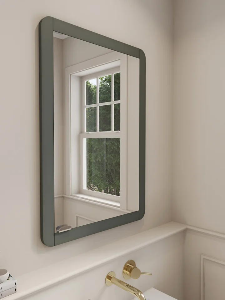 Saneux Hyde 55cm 1 Door Recessed Electric Mirror Cabinet (rh) - Matte Anthracite detail view - Image 2