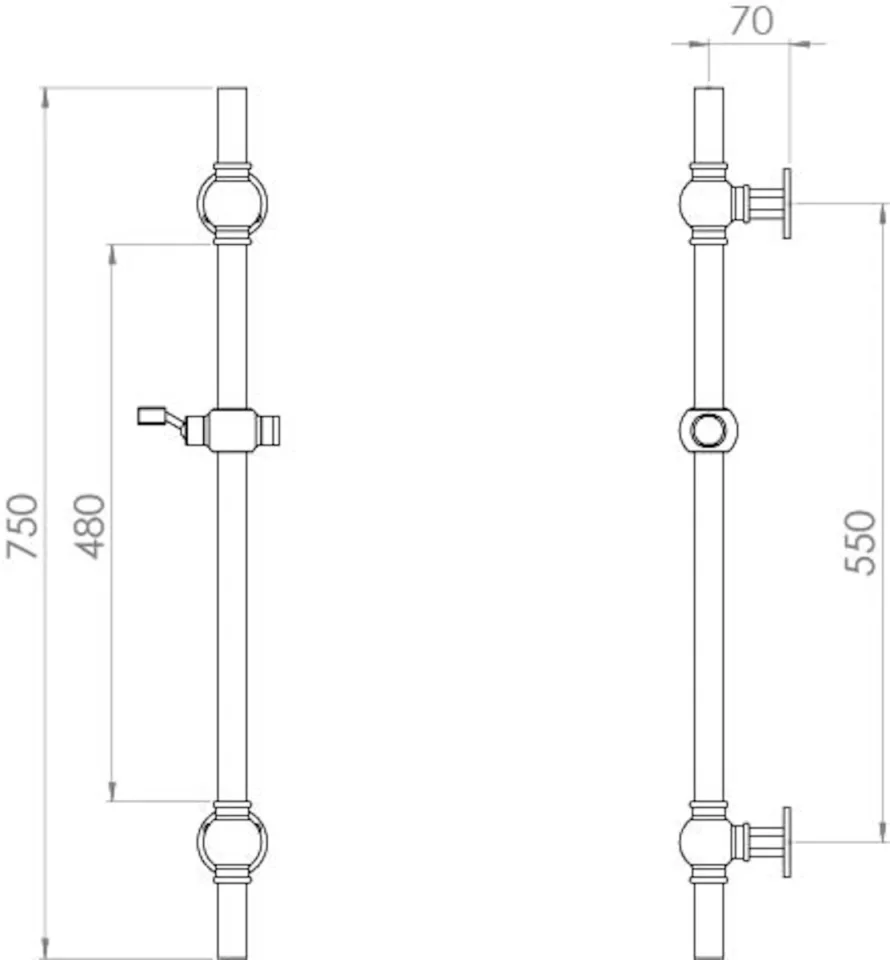 Saneux Cromwell Shower Slider Rail - Chrome detail view - Image 2