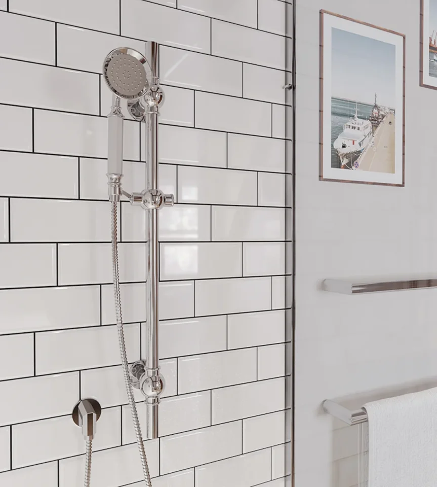 Saneux Cromwell Shower Slider Rail - Chrome detail view - Image 3