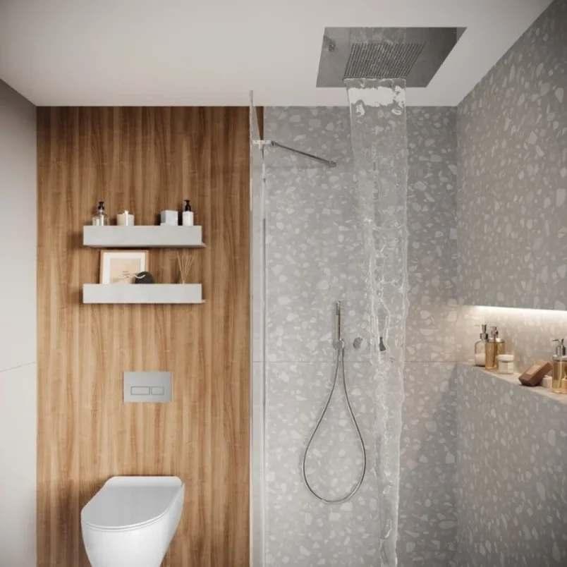 Crosswater Tranquil Recessed Shower Head with Waterfall 500mm Chrome detail view - Image 2
