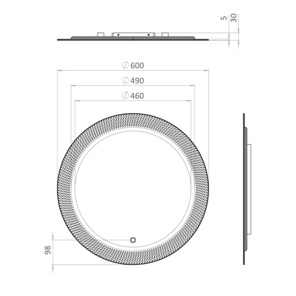 Crosswater Canvass LED Mirror 600 detail view - Image 7