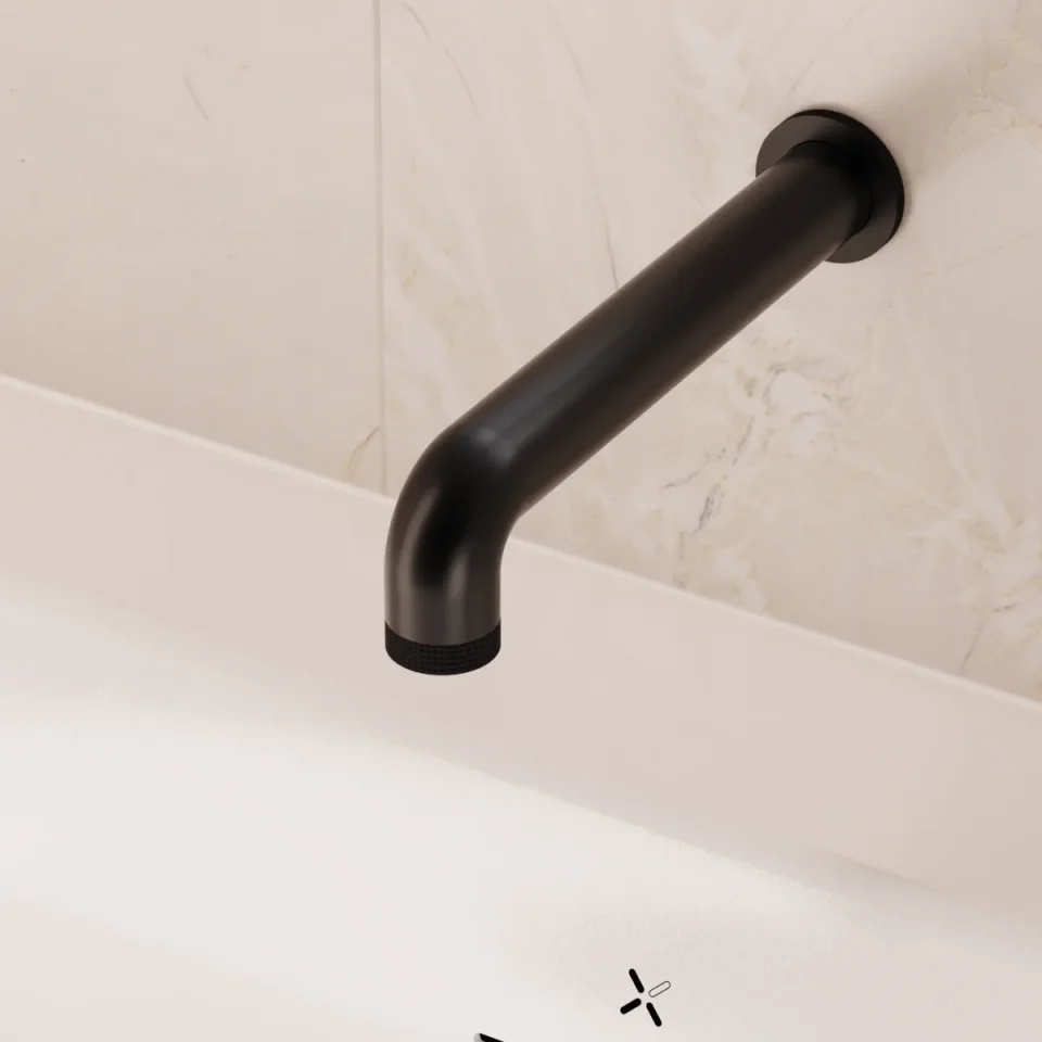 Crosswater Union Bath Spout 247mm Matt Black detail view - Image 2