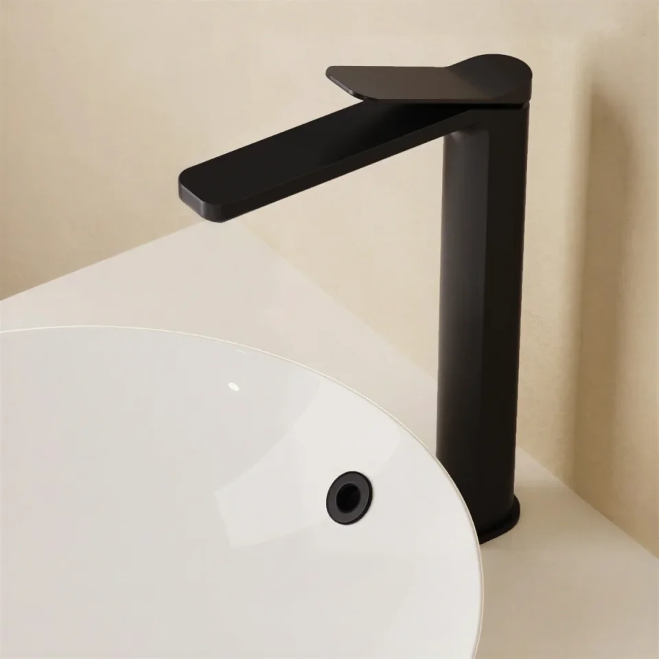 Crosswater Glide II Basin Tall Monobloc Matt Black detail view - Image 7