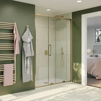 Crosswater Optix Sliding Door 1500 Brushed Brass product image - Image 2