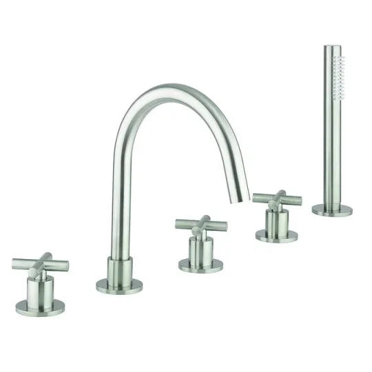 Crosswater MPRO Crosshead 5 Hole Bath Shower Mixer with Kit Brushed Nickel detail view - Image 2