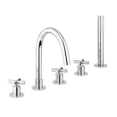 Crosswater MPRO Crosshead 5 Hole Bath Shower Mixer with Kit Chrome detail view - Image 2