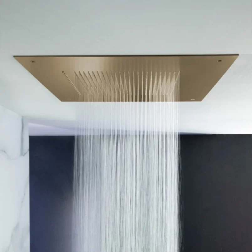 Crosswater Tranquil Recessed Shower Head with Waterfall 500mm Brushed Brass detail view - Image 3