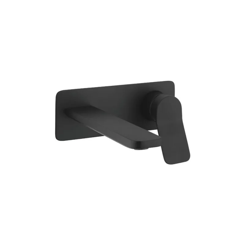 Crosswater Glide II Basin Set Single Plate Wall Mounted Matt Black product image - Image 3