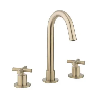 Crosswater MPRO Crosshead Basin Set Single Plate Brushed Brass detail view - Image 2