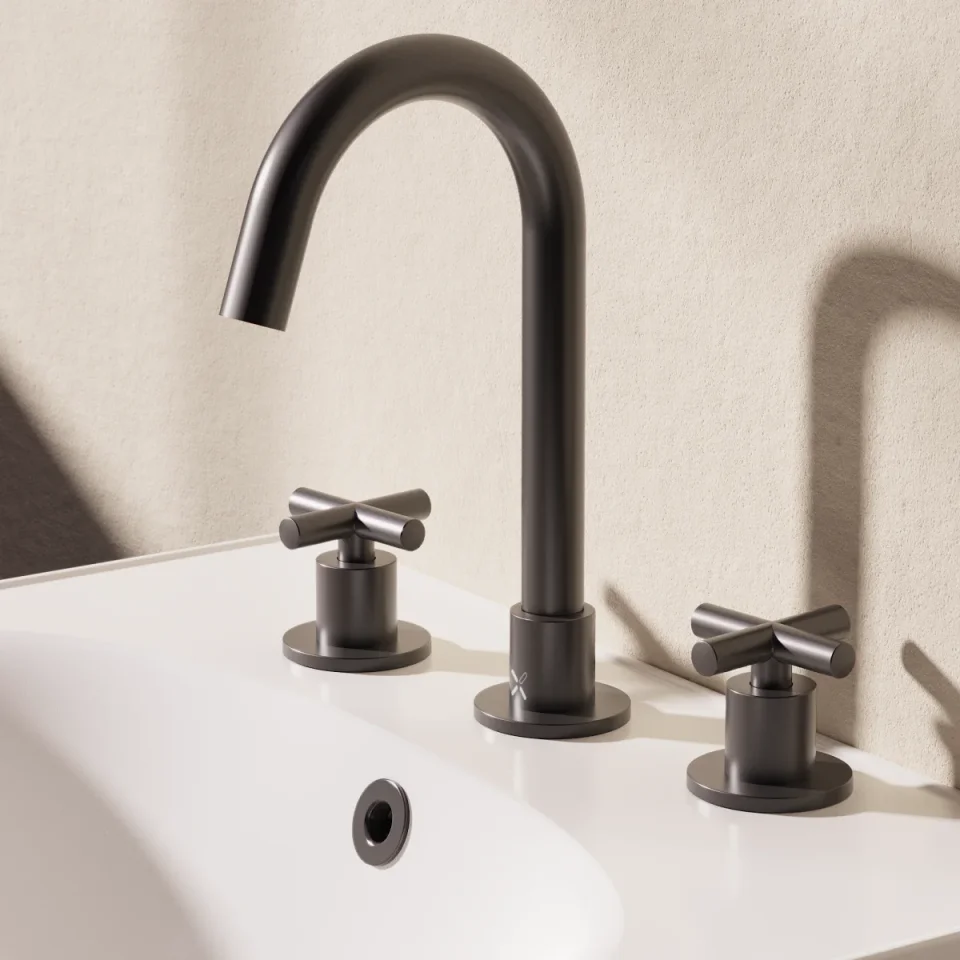 Crosswater MPRO Crosshead Basin Set Single Plate Matt Black detail view - Image 4