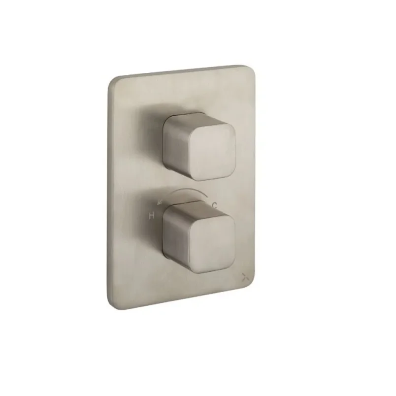 Crosswater Crossbox Glide II 2 Outlet Trim & Levers Brushed Nickel detail view - Image 2