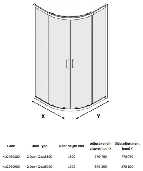 Crosswater Kai 6 Quad Double Door 900 Silver detail view - Image 2