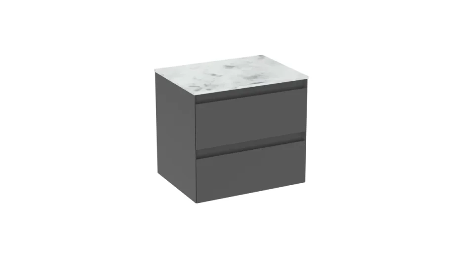 Saneux Uni 60cm 2 Drawer Wall Mounted Unit - Matte Anthracite product image - Image 1
