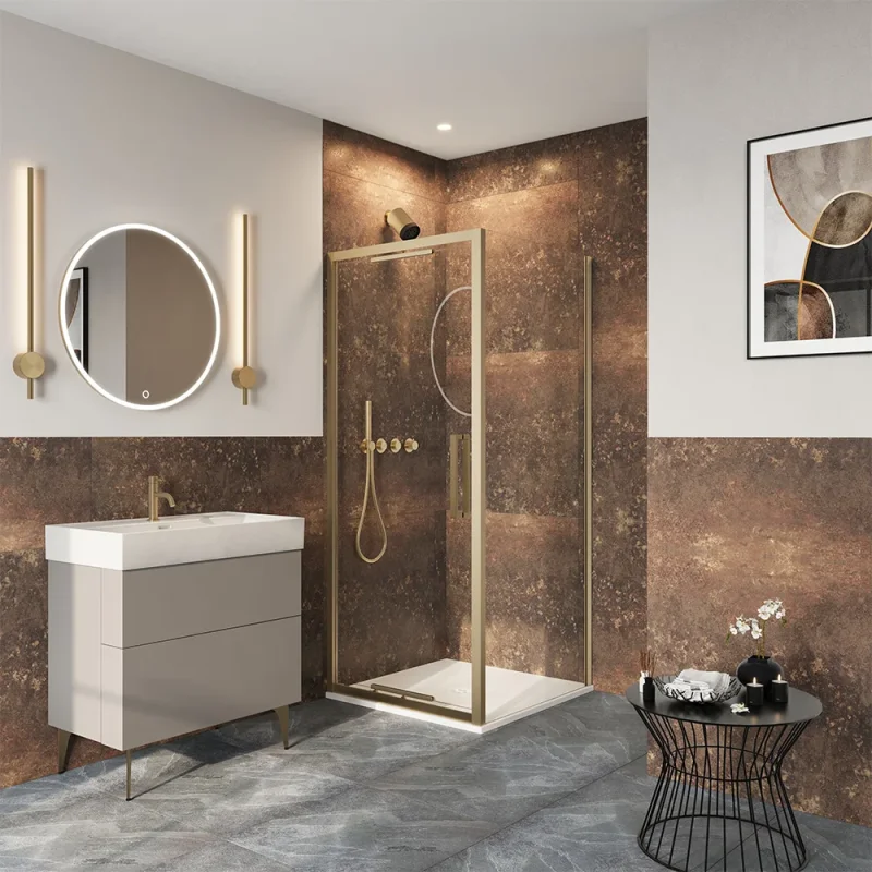 Crosswater Asura 8mm Side Panel 800 for Infold Door Brushed Brass product image - Image 3