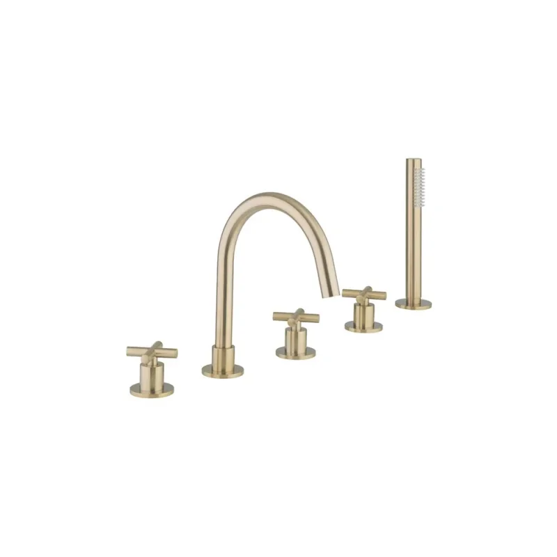 Crosswater MPRO Crosshead 5 Hole Bath Shower Mixer with Kit Brushed Brass product image - Image 3