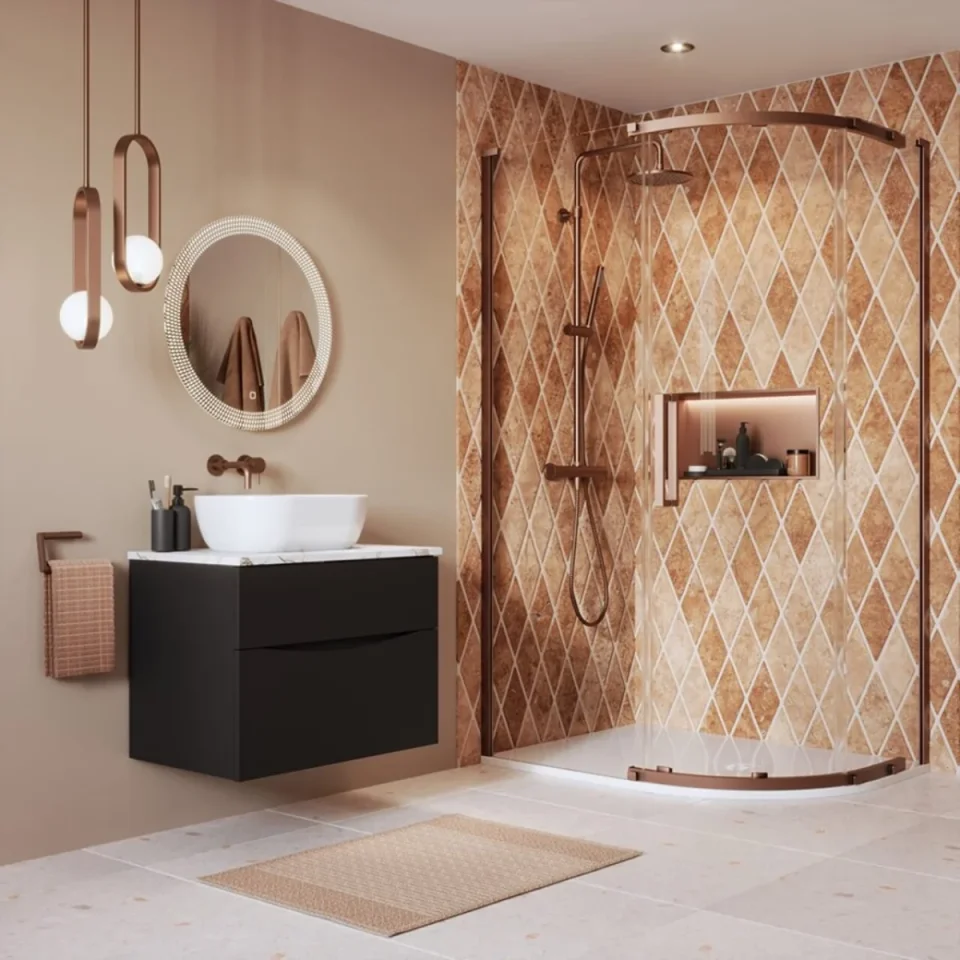 Crosswater Asura 8mm Quadrant Door 1200 x 900 Brushed Bronze detail view - Image 2