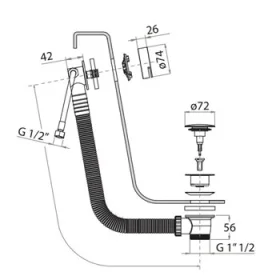 Crosswater 3ONE6 Bath Filler With Click Clack Waste Extended Stainless detail view - Image 2