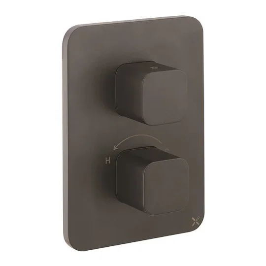 Crosswater Crossbox Atoll / Glide II 2 Outlet Trim & Levers Matt Black detail view - Image 2